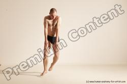 Underwear Gymnastic poses Man White Slim Bald Dancing Dynamic poses Academic